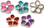 Lm - Flower With Stone Floating Locket Charm - Pink LM-02