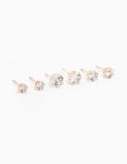 Rose Gold Graduating Diamante Stud Earrings 3-PACK