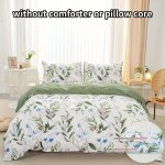 3PCS Fresh Duvet Cover Set Green Leaf Print Bedding Set Soft Comfortable Breathable Duvet Cover For Bedroom Guest Room 1 Duvet C