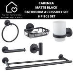Cadenza Matte Black Bathroom Accessory Set 6 Piece Set
