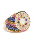 Goldair Gold Rainbow Diamante Chunky Star Ring