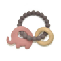 Silicone & Wood Pink Elephant Teething Ring
