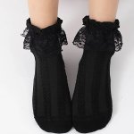 Ruffled Lace Trim Socks Cute Japanese Style Mid Tube Socks Women's Stockings & Hosiery