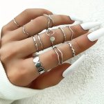 10PCS Hip Hop & Minimalist Ring Set - Versatile Iron Rings For Casual Attire Parties & Ramadan