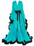Molisa Womens Sexy Feather Bridal Robe Long Wedding Scarf Illusion Bathrobe Sleepwear Lingerie Robe Nightgown Aqua+black XXL