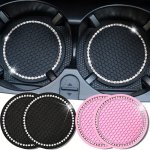 2PCS Bling Car Cup Coaster Rhinestone Anti Slip Insert Coaster Unique Cup Holder Coaster With Crystal Rhinestones Diameter 2.75