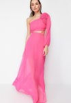 Chiffon Gradient Evening Dress - Fuchsia