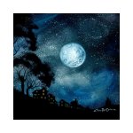Block Print Moonage Daydream - 150MM X 150MM X 16MM