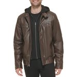 Calvin Klein Men's Motorcycle Jacket With Removable Hoodie