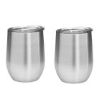Double Walled Stainless Steel Wine Cup With Lid 400ML - Pack Of 2