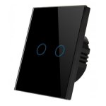 Smart Wifi Light Switch Black Glass 2-GANG