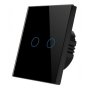 Smart Wifi Light Switch Black Glass 2-GANG