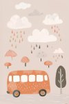 Bus On A Rainy Day - Wall Art Print - A1