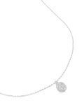 Sterling Silver Round Mary Pendant Necklace
