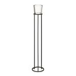 Blomus Candle Holder: Large Glass Holder On Black Steel Frame Nero