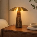 Adira Brown Marble And Gold Shade LED Table Lamp