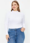 Plus Ribbed Knitted Blouse - White