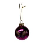Bauble With Butterfly Dark Purple - Shiny