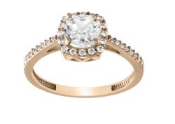 Nwj 9CT Rose Gold Cushion Cut Morganite & Diamond Drop Earring