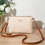 Girl's Simple Fashionable Woven Print Crossbody Bag With Adjustable Strap And Zipper Closure Trendy Sling Bag For Outdoors And E