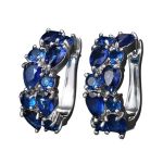 Cubic Zirconia Teardrop Earrings - Sapphire & Silver