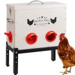 Drq 30 Lb Automatic Chicken Feeder Metal Chick Feeder With 6 No-waste Ports Waterproof Poultry Feeder With Adjustable Legs Locki