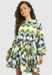 Bright Geo Print Godet MINI Dress - Multi