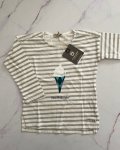 New Sticky Fudge Grey And White Striped Long Sleeve Ice Cream T Shirt 18 24M