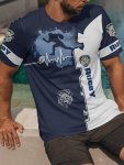 Men's Rugby Player Graphic Print T-Shirt Short Sleeve Crew Neck Tee Men's Clothing For Summer Outdoor