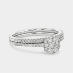 White Gold 0.5CT Lab Grown Diamond Womens Flower Cluster Twinset Ring