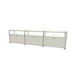 Modular Metal 3 Door Media And Shelf Unit White Black Taupe - Taupe