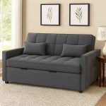 2 Seater Corduroy Pull-out Sofa Bed Grey Olive MWC222