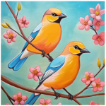 Fabric Paint Cushion Cover Birds On Branch