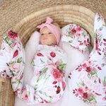 Wrap Set Swaddle Set Pink And Maroon Rose Wonderland Flower