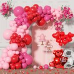 Valentines Day Balloon Arch Garland Kit Pink Red Balloons Red Heart Balloons For Valentine's Day Anniversary Mothers Day Wedding