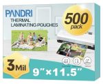 Laminating Sheets Pandri 500 Pack Thermal Laminator Pouches Holds 8.5 X 11 Inch 3 Mil Clear Laminator Paper 9 X 11.5 Inch Letter