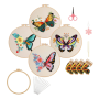 4 Sets Butterfly Embroidery Kit Beginners Hoop Threads Needles