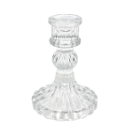 Ribbed Clear Glass Candle Holders
