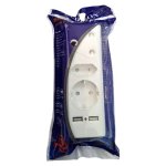 Redisson 3 Pin Multiplug With 2XUSB Chargers White 17CM