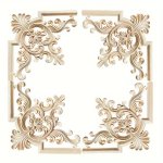 Unfinished Wood Decorative Applique For Wall Background - Carved Wood Detail For Furniture Decoration And Home Decor - Set Of 1