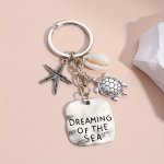 1PC Turtle Starfish Keychain Pendant Dreaming Of The Sea Alloy Key Ring Bag Ornament Accessories