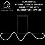 Black Metal Remote Control Pendant Light Fitting With Silicone Tube- 40W LED