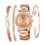 1 Piece Women's Rose Gold Arabic Numeral Dial Quartz Watch + Bracelet Set
