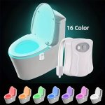 Easy-install Motion Sensor LED Toilet Night Light - 16 Adjustable Colors Perfect For Fun Bathroom Decor & Senior Safety Battery 