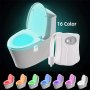 Easy-Install Motion Sensor LED Toilet Night Light - 16 Adjustable Colors Perfect For Fun Bathroom Decor & Senior Safety Battery Not Included