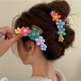 1pcs Colorful Flower Hair Claw Clip Sweet Cute Fashion Y2K Large Size Hair Accessory For Women Vintage Hair Bun Clip