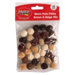 Pom-poms 18MM Brown And Beige 35 Pieces