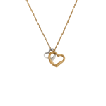 Yellow Gold & Sterling Silver Two-toned Hearts Necklace