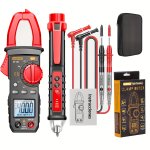 1 Set Clamp Multimeter Current Meter Kit Including Test Pen ST181 4000 Counts With Buzzer Measuring Current Voltage Temperature