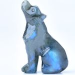 Ytbeoxk 2.1 Inch Labradorite Wolf Crystal Statuebirthday Present Healing Crystal Decorwolf Totem Figurines Stone Energy Gemstone